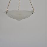 Suspension art nouveau style cacker in white frosted glass