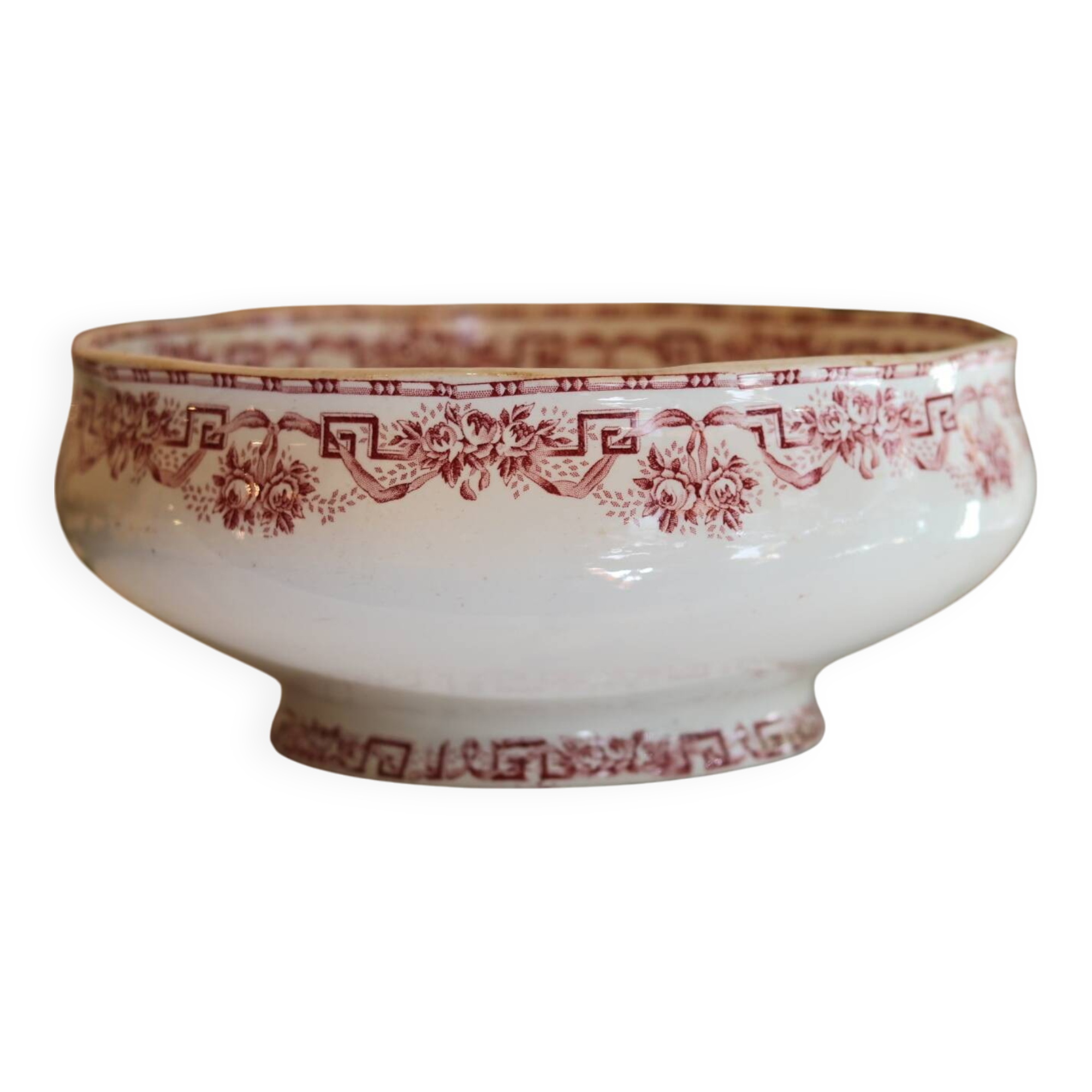 Ironstone salad bowl Moulin des loups, Athens model, red