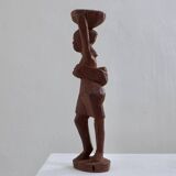 Mid-century hand-carved African woman sculpture
