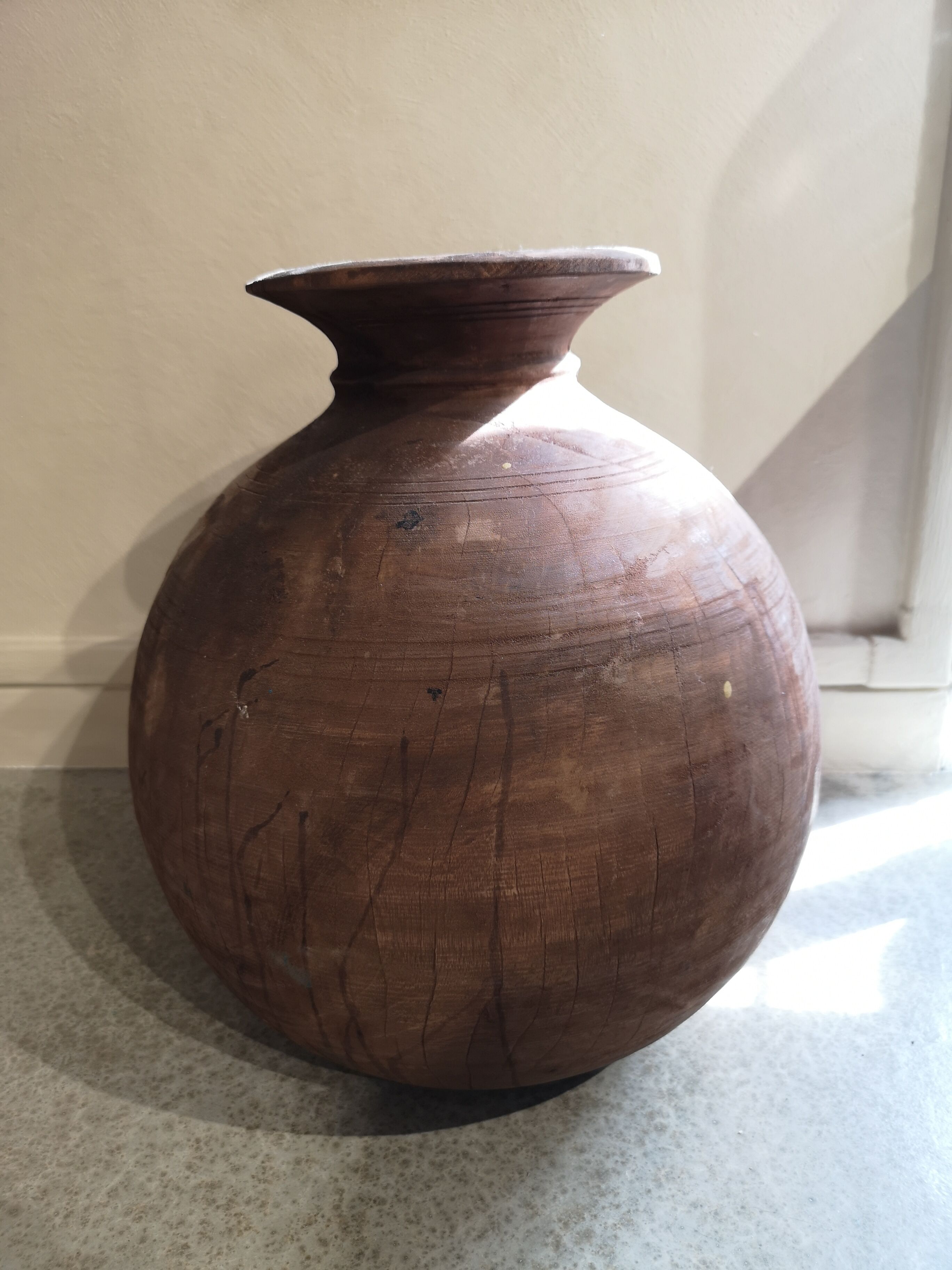 Old wooden pot
