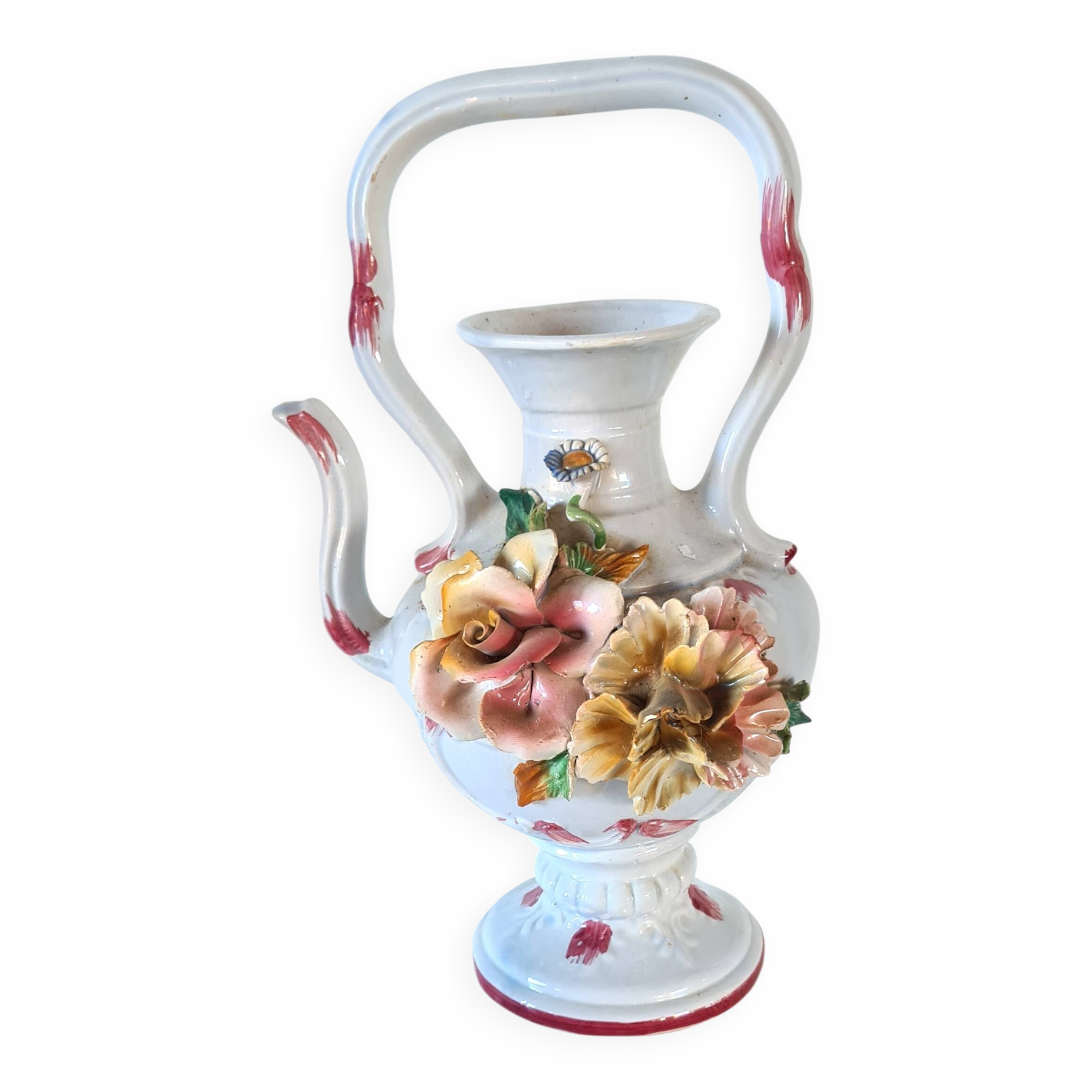 Capodimonte porcelain jug – Italy 20th century – floral decoration