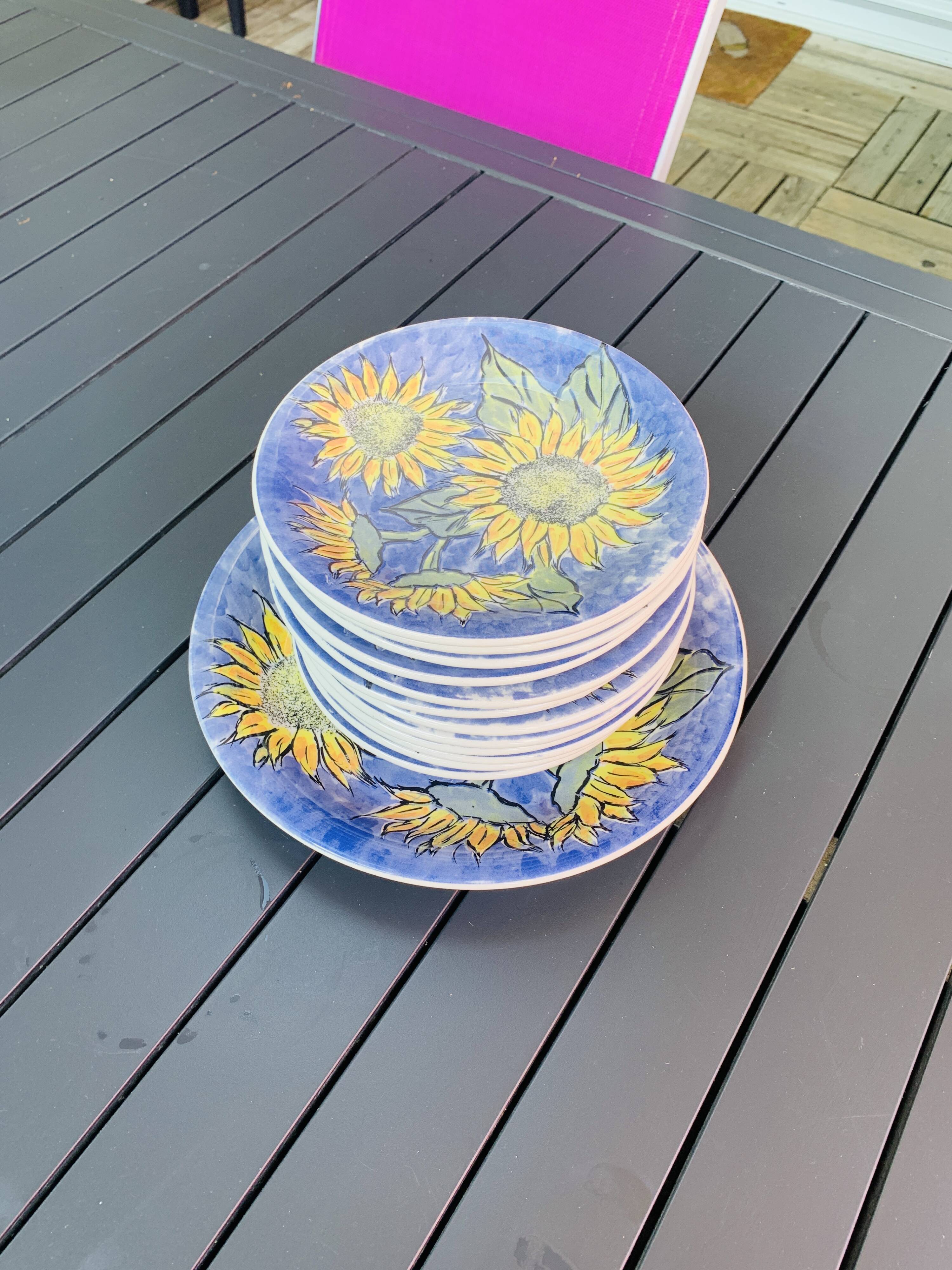 Italian ceramic plates, Sunflower model