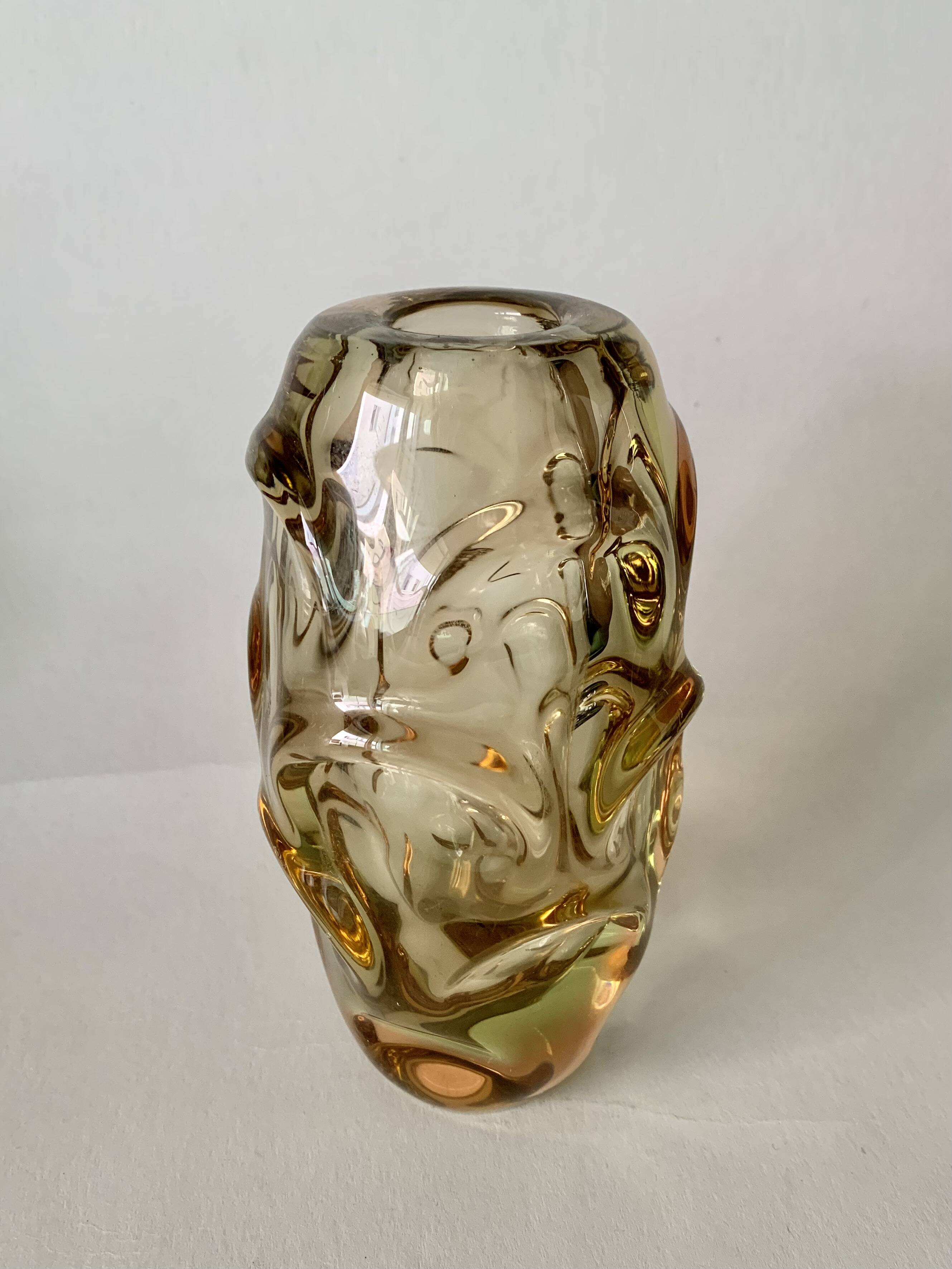 Vintage Czech Glass Vase by Jan Beranek for Skrdlovice, 1960s