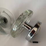 Pair of Mid-Century Wall Sconces in Glass and Chrome