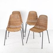 Set of 4 wicker and iron chairs