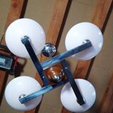 Lustre Art déco années 50 – chrome & opaline rose