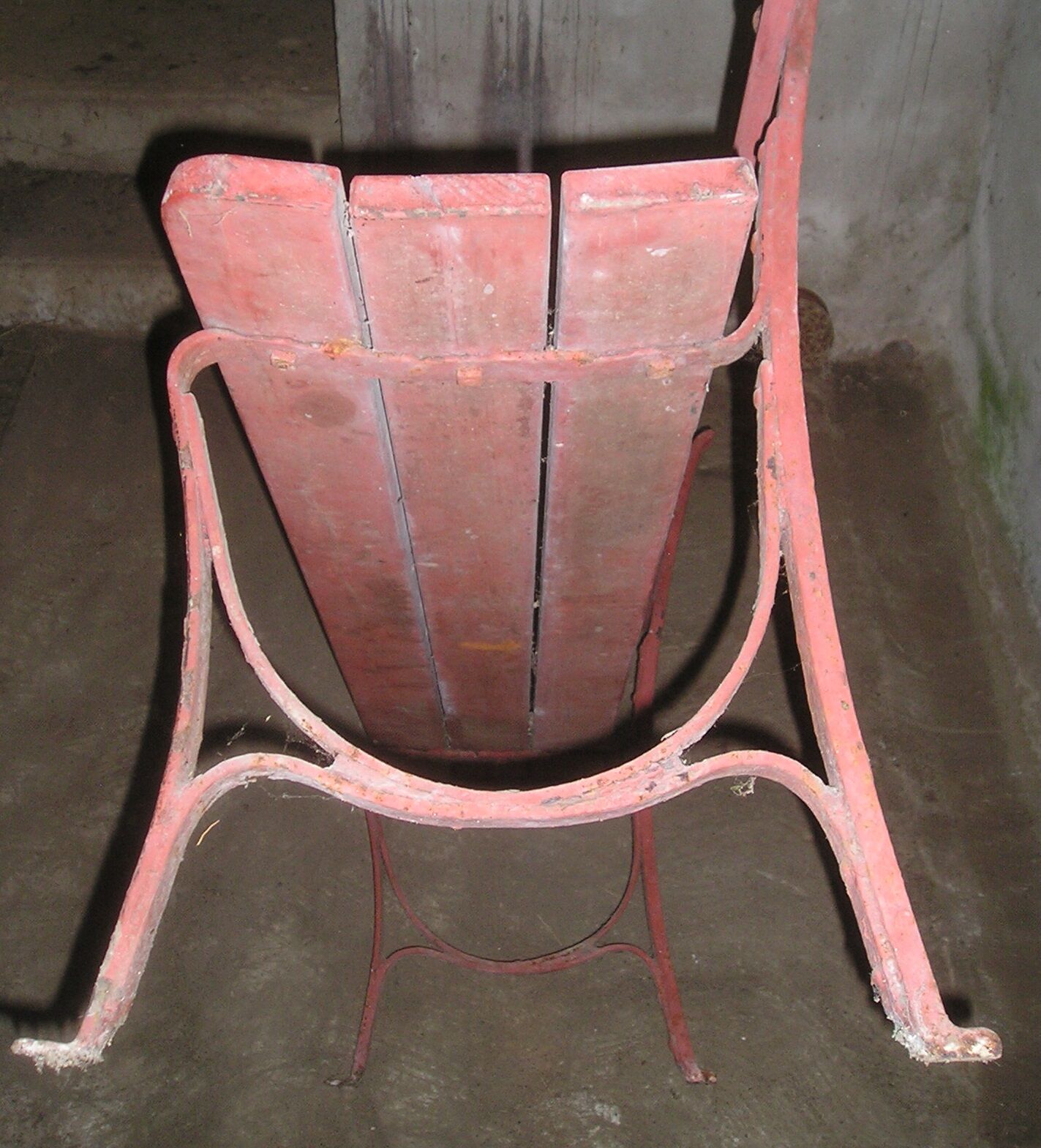 Garden bench wood metal early XXth "ox blood"