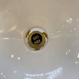 Pair of pale pink opaline pendant lights