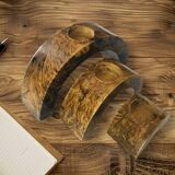Triptych candle holders arcs wood