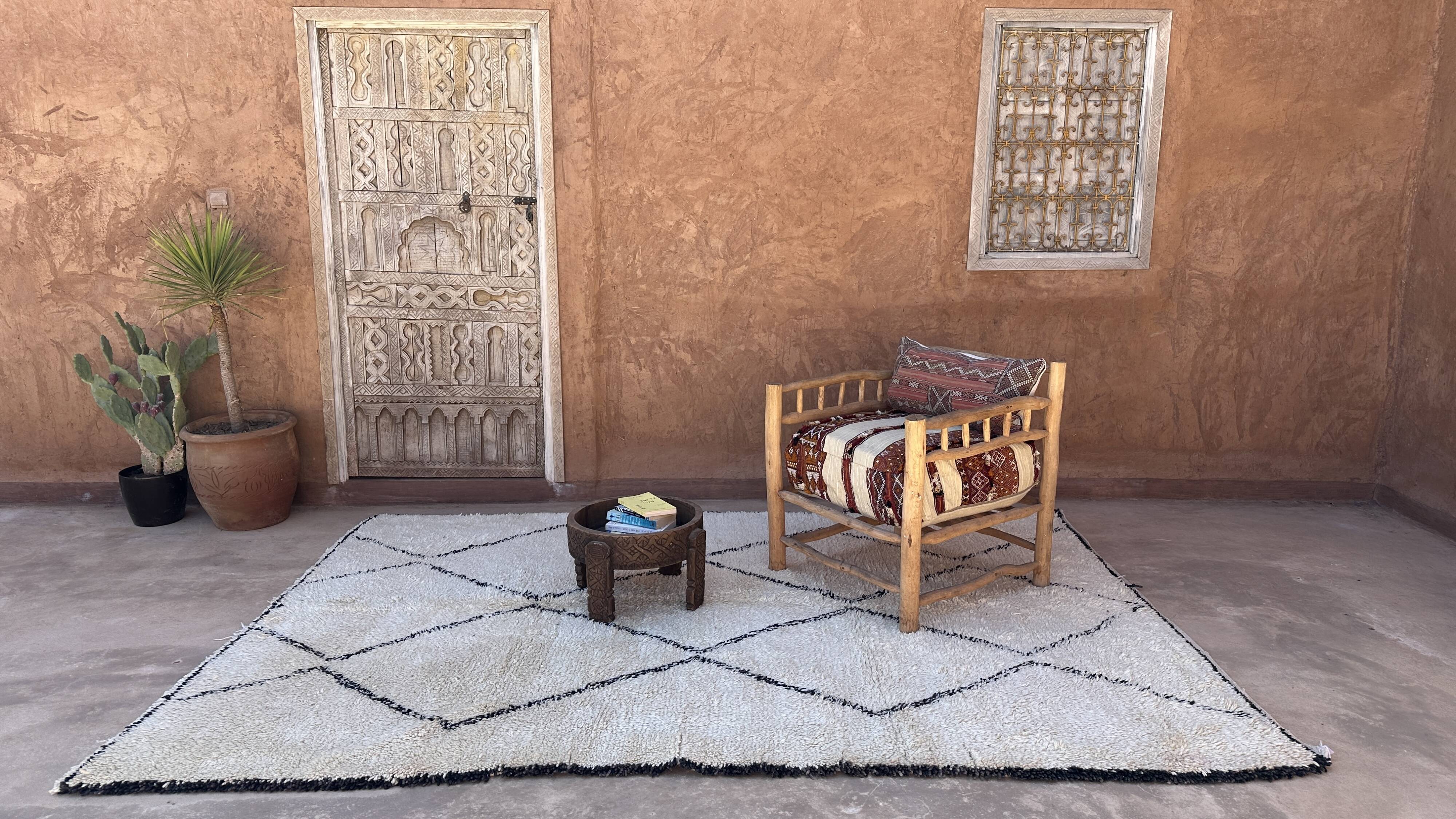 Beni Ourain Moroccan rug white - 296 x 200 cm