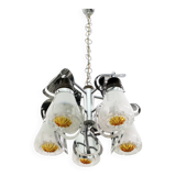 Mazzega Mid-Century Modern Italian Murano Glass and Steel Chandelier, 1970s