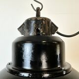 Industrial Black Enamel Factory Lamp with Cast Iron Top, 1960s