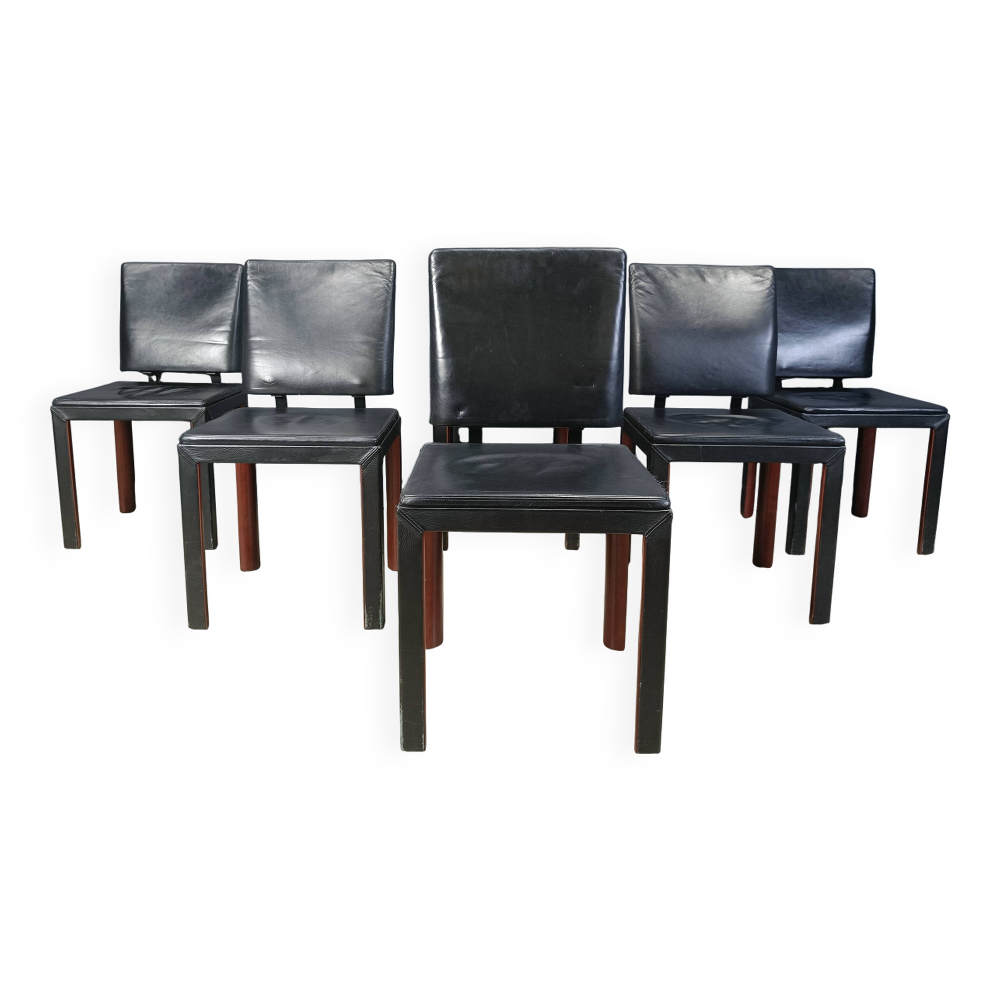 Vintage leather dining chairs by Durlet, 1980s