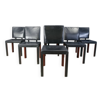 Vintage leather dining chairs by Durlet, 1980s