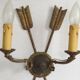 French Vintage Bronze Empire Arrow & Quiver Criss Cross Double Wall Sconces