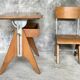 Adjustable Modernists desk and children's chair - Ets. Levant & Godefroy - design 1950