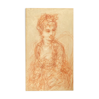Portrait sanguin d'une femme période napoléon ier début du xixe siècle