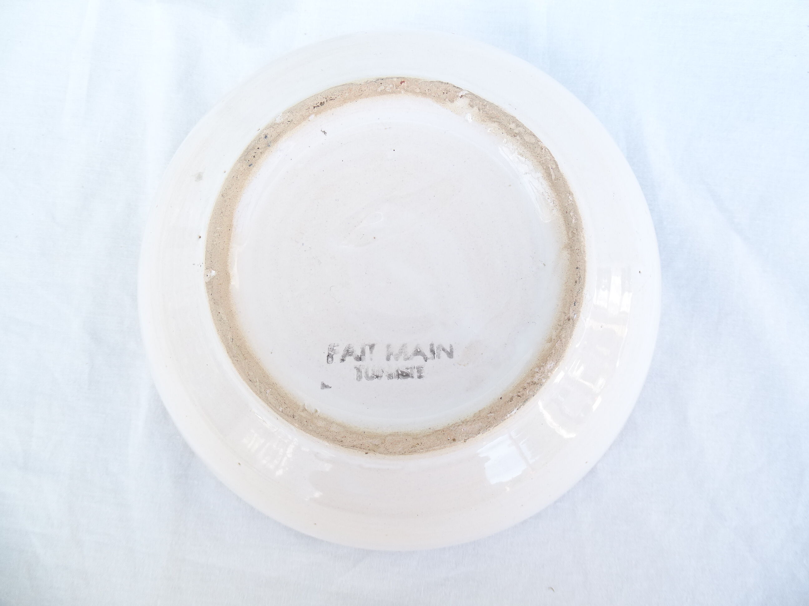 Handmade Tunisian hollow dish white & blue