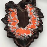 Ceramic center dish from vallauris leaf shape 42 cm