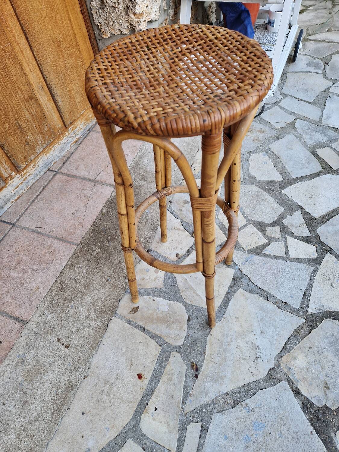 Vintage rattan stool
