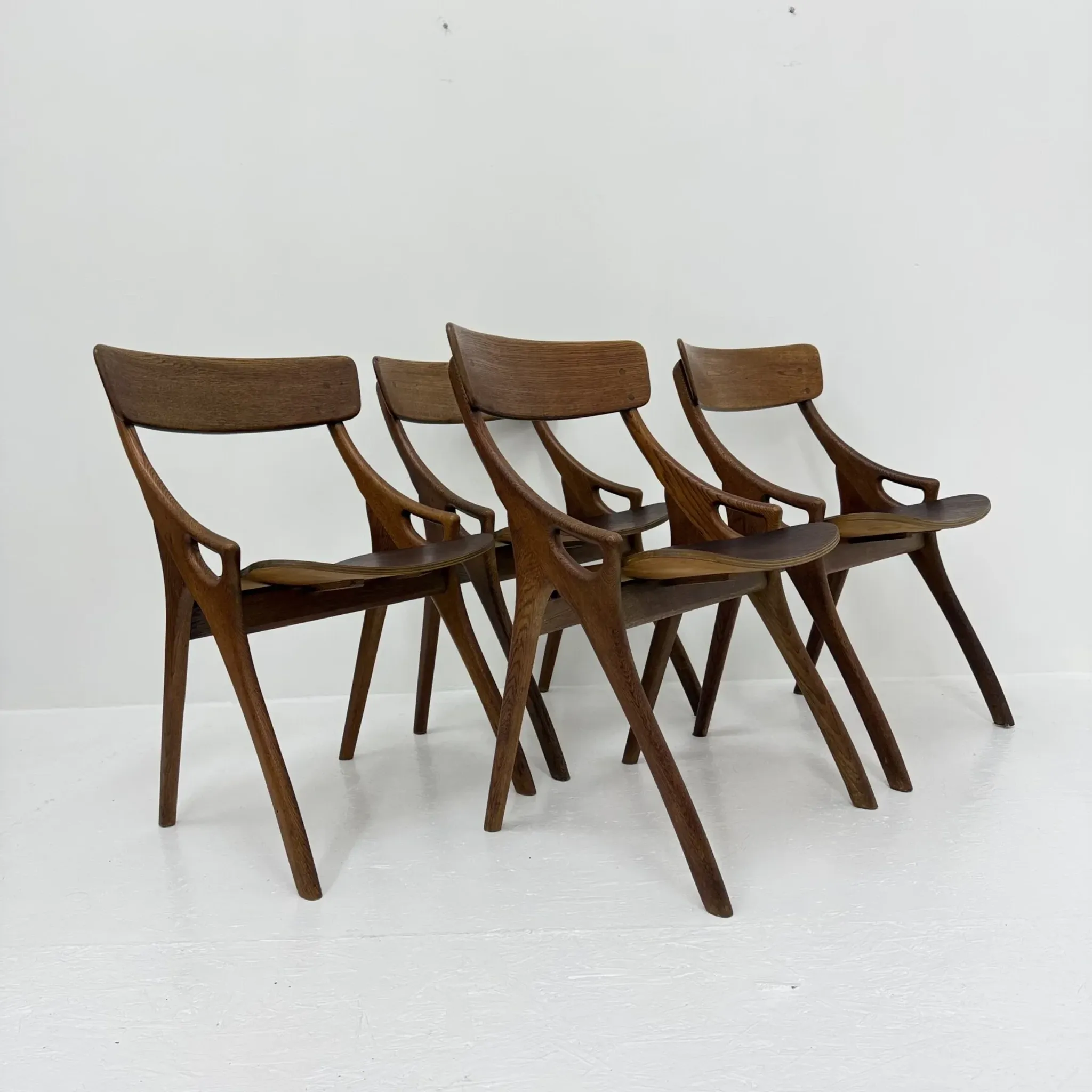 Set of 4 vintage Danish dining chairs by Hovmand Olsen for Mogens Kold, 1960s