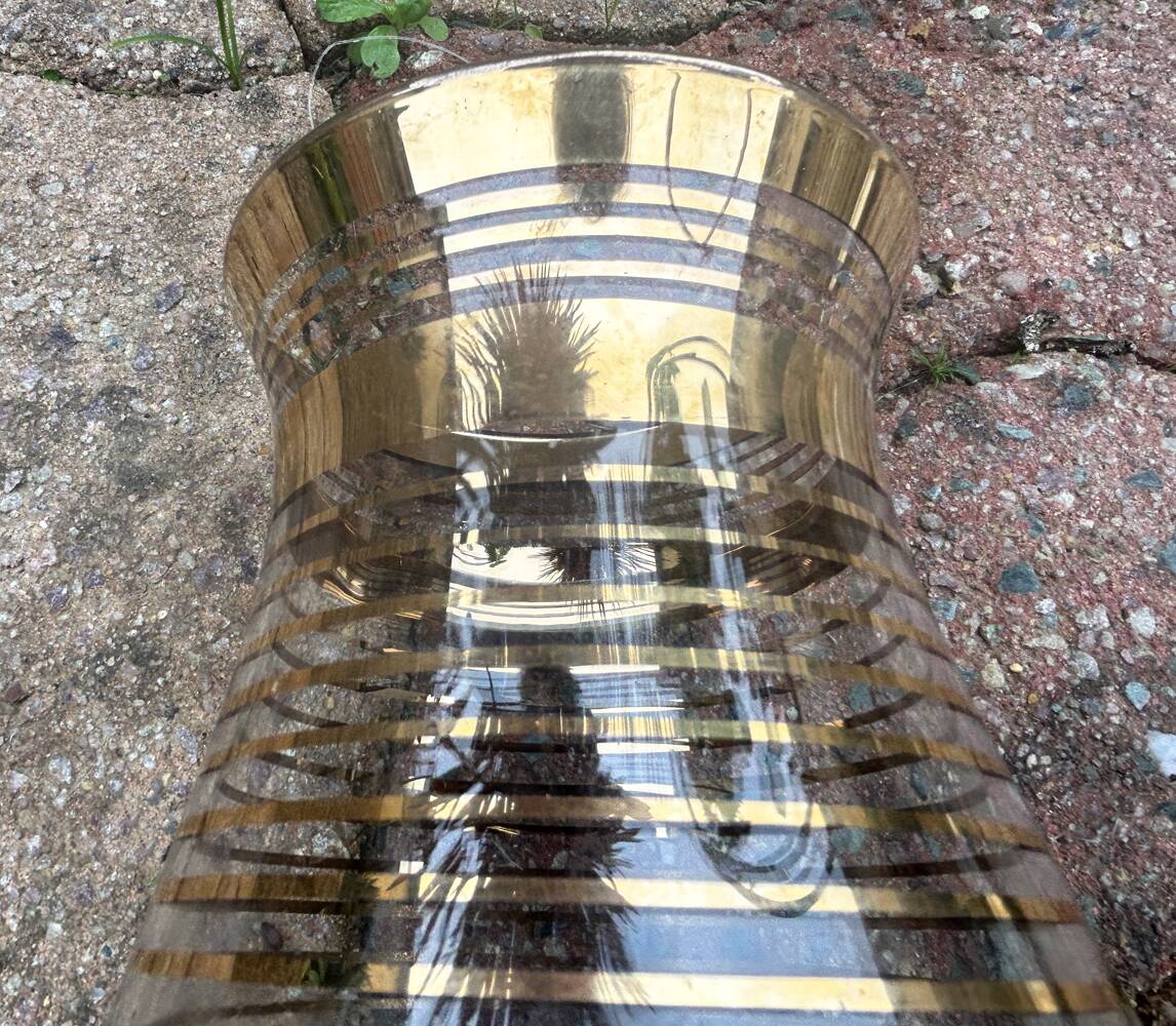 Gilded glass vase signed Fains – France, circa 1950