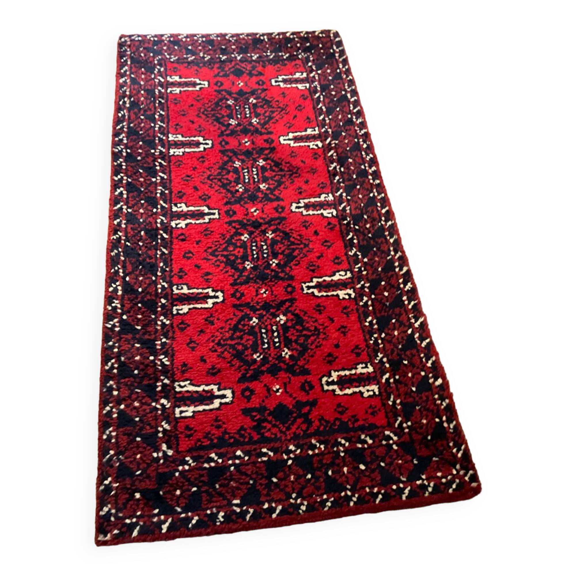Vintage wool carpet woven 185x90 from the 60s-70s