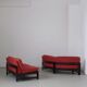 Mid-century fuchsia low modular sofa set | 1960s