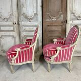 Pair of Louis XVI style bergère armchairs