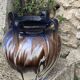 Amphora vase in mixed earth, shades of blue, beige and white, pottery, vintage