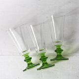 Ensemble de 3 verres à pieds vert, Italie années 1960