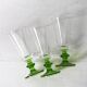 Set of 3 Vintage Green-Footed Glasses / Rare Liquor Flutes / Italy / 1960s