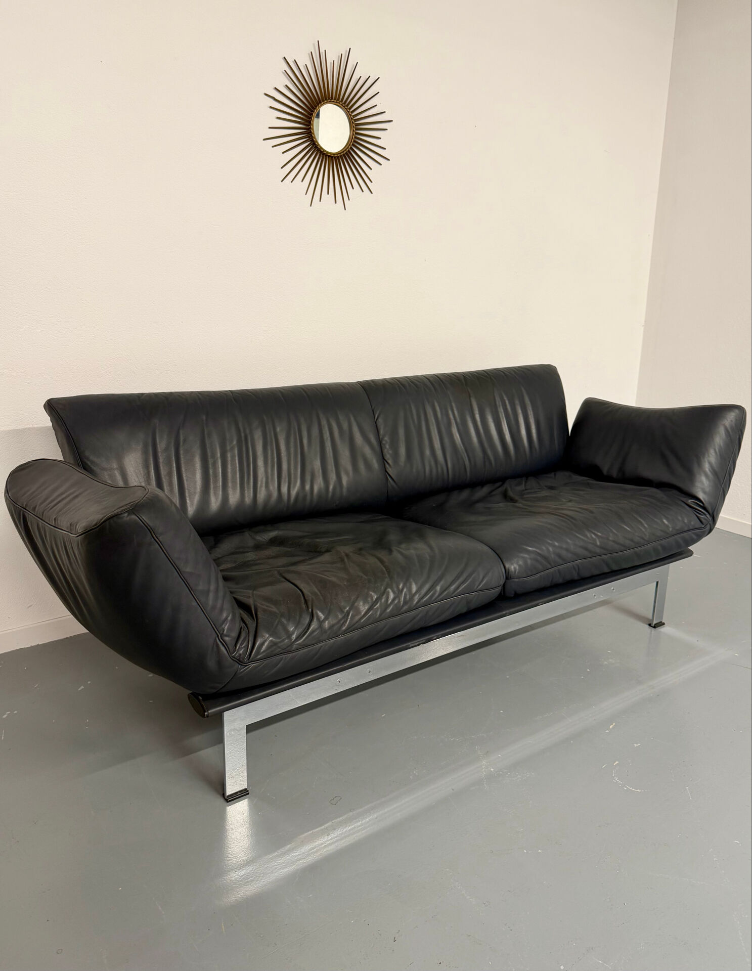 De Sede DS 140 midnight blue 3-seater vintage leather sofa 1980s design