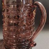 Orangeade set, pitcher, six glasses, purple glass, 70s