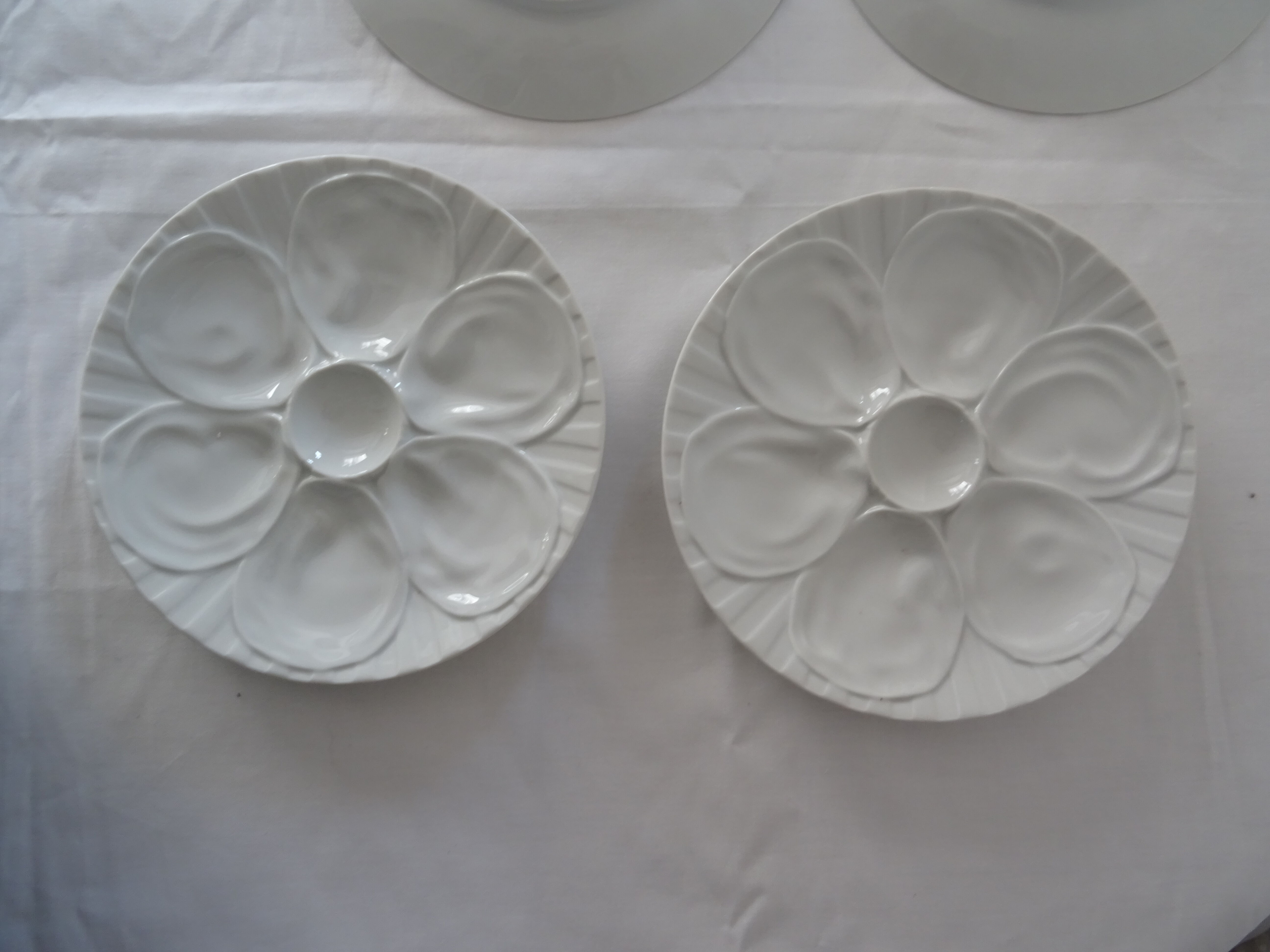 6 white oyster plates 470112 Charles Pillivuyt antique porcelain