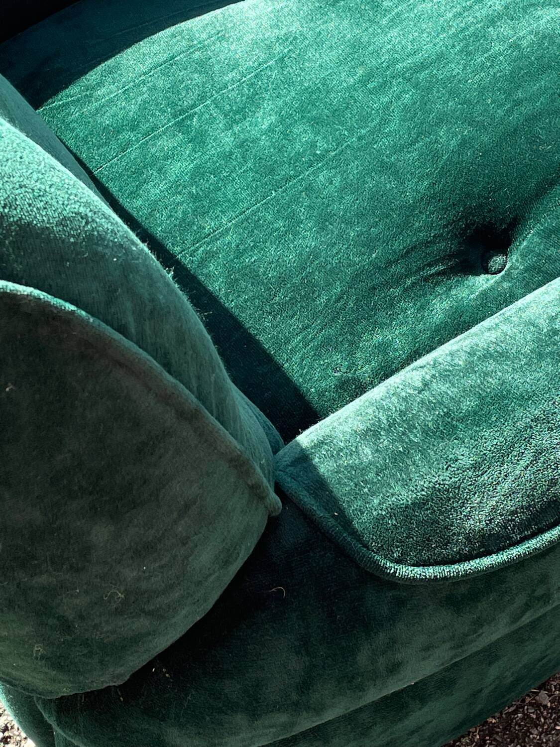 Green velvet armchair "spage age" by Beka, 1970