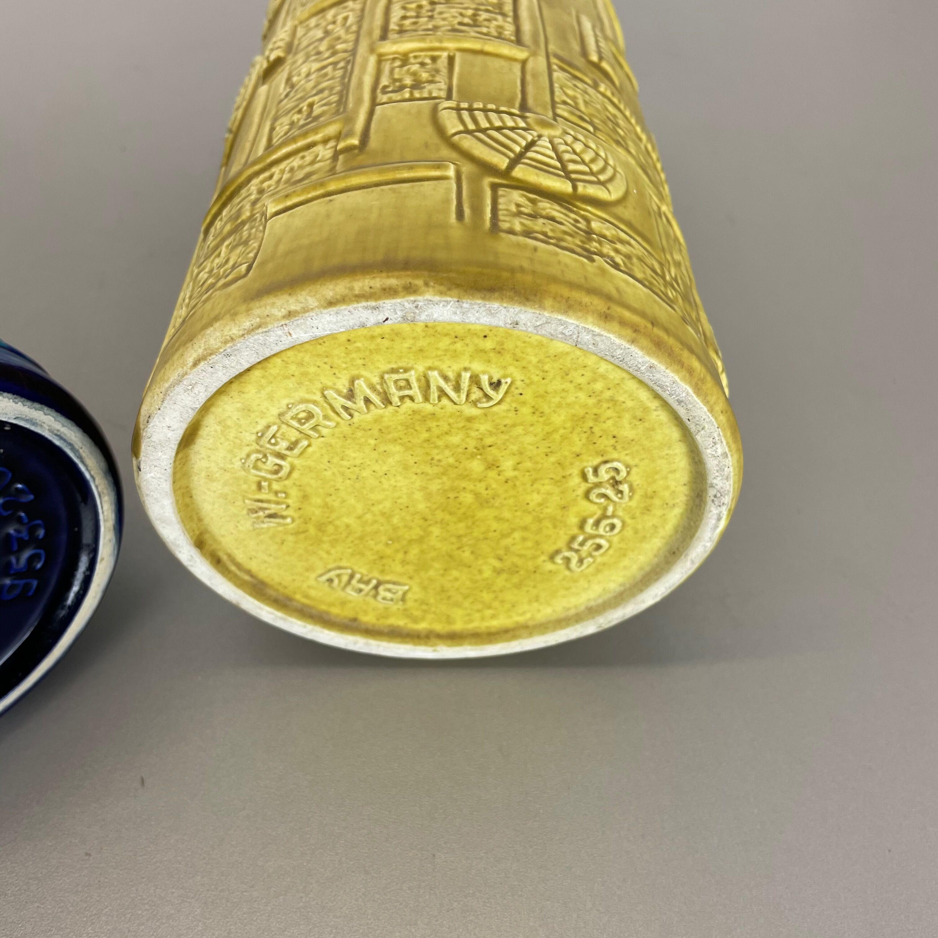 Set of 2 Multi-Color Fat Lava Op Art Pottery Vase by Bay Ceramics Germany, 1970s