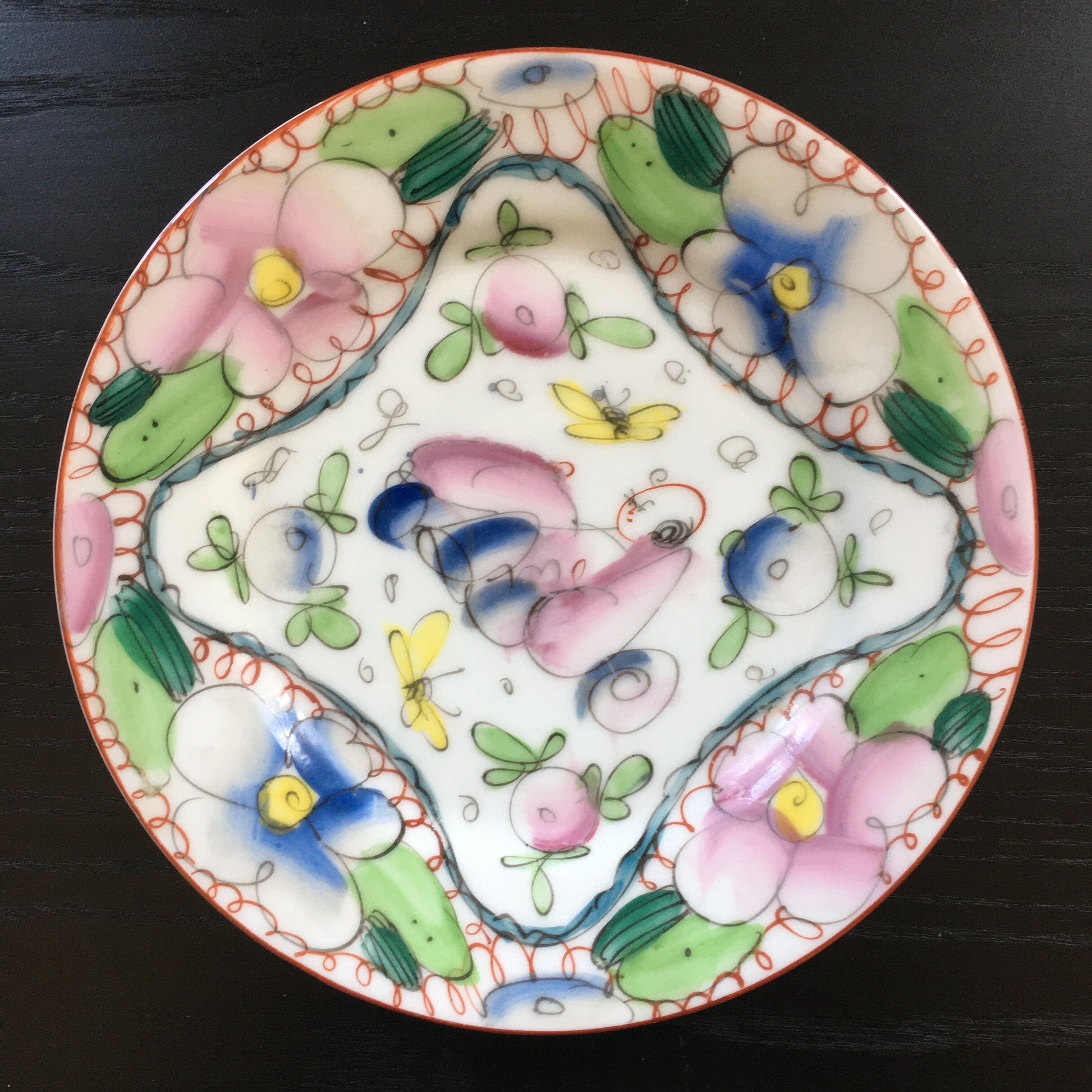 Old floral decoration plate