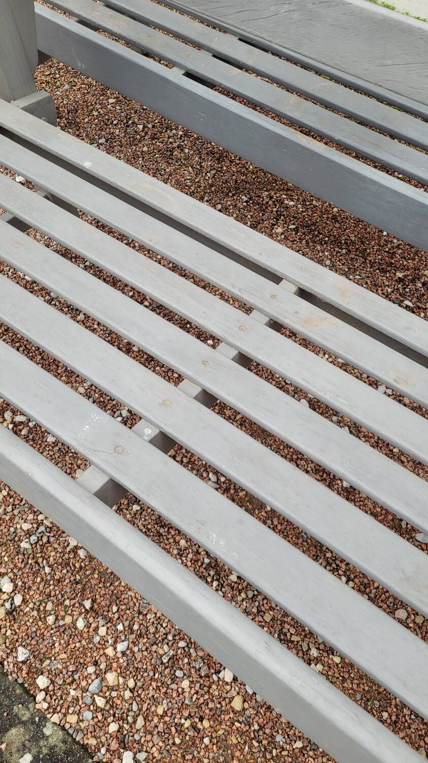 Pair of old wooden park garden benches