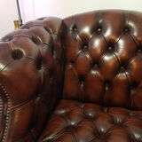 Pair of leather Chesterfield armchairs