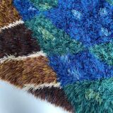 Abstract scandinavian multicolor high pile rya rug carpet, sweden, 1960s