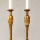 Pair of original bronze candelabros decorated by hand. Porta velas.