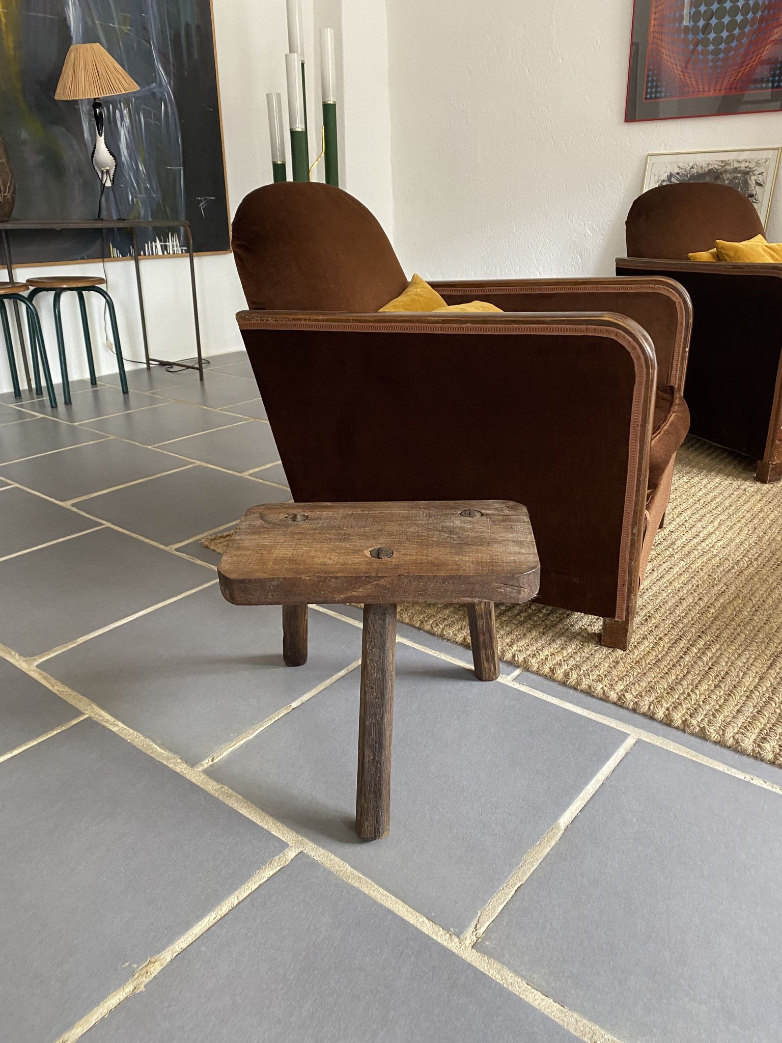 Tabouret de ferme tripode ancien