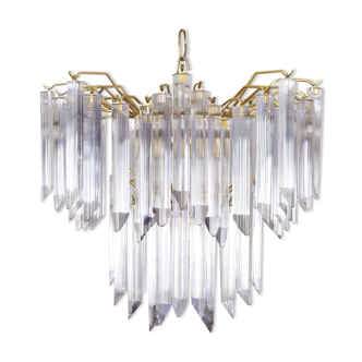 Mid century italian modern triedri murano glass venini chandelier