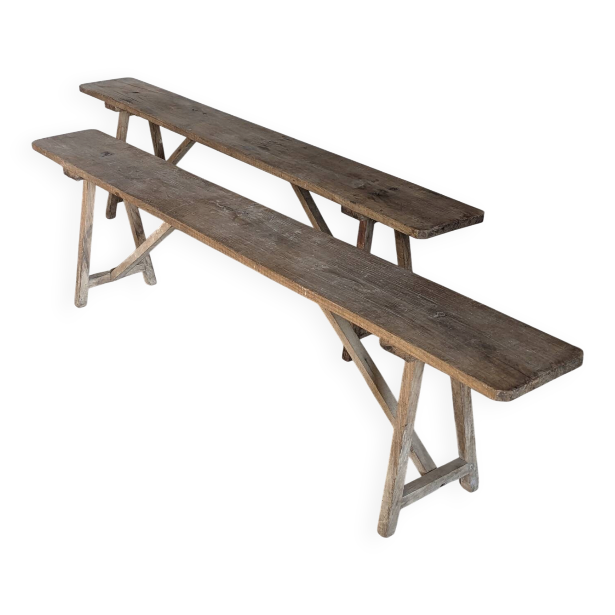 Pair of antique oak benches