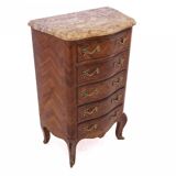 Stylish walnut chiffonier with marble top.