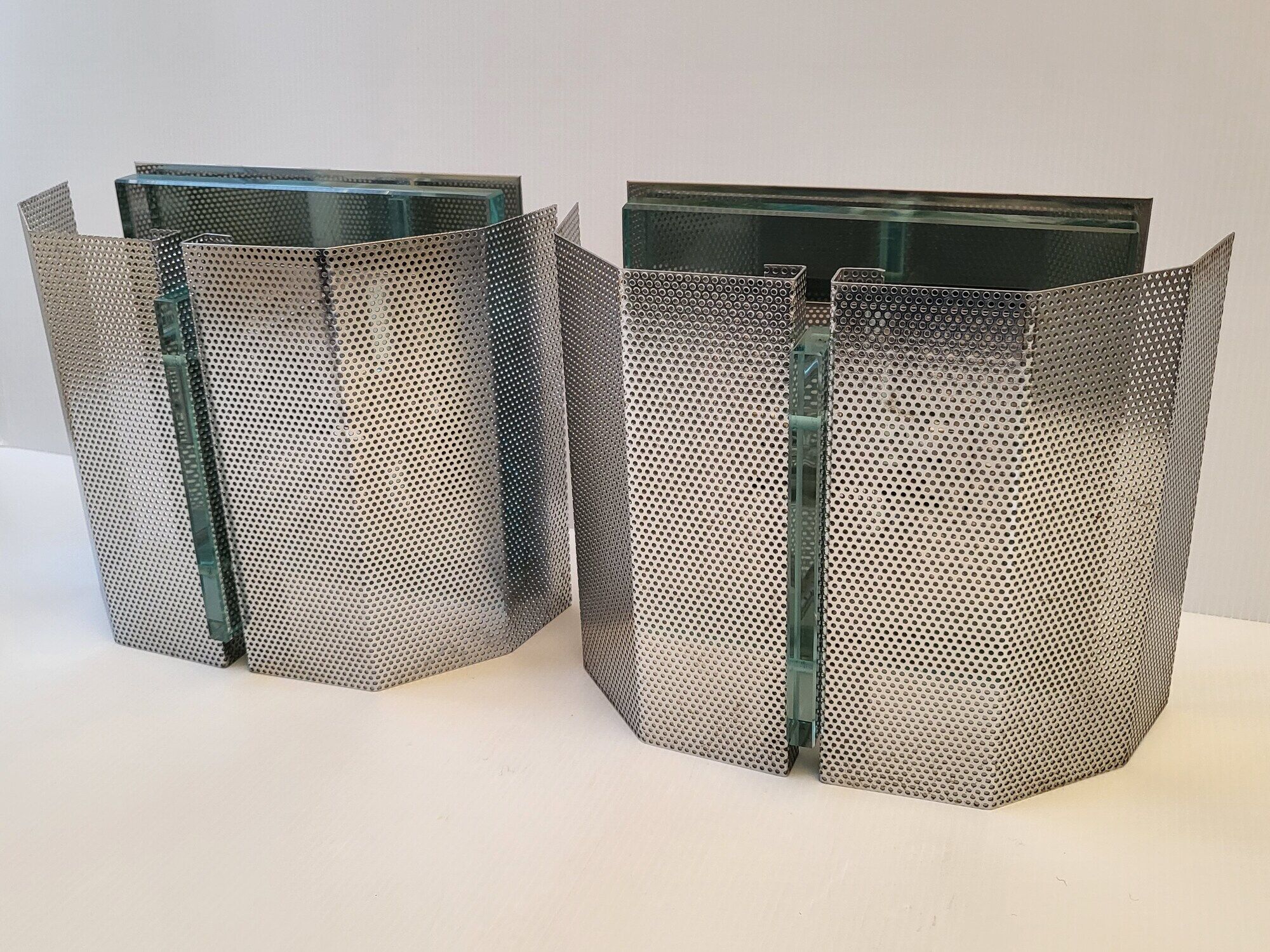Pair of spectral vintage 1980 wall lamps