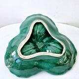 Vintage compartmentalized ceramic serving dish cabbage leaf shape Vallauris style