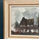 Original Swedish Oil on Panel – “Cabin by the Water” by Jeams – Signed
