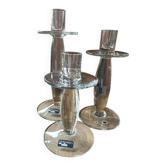 Set of 3 thick glass Leonardo candle holders, various sizes